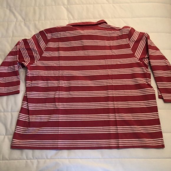 L.L. Bean Red and White Striped Collared Shirt - Picture 3 of 3